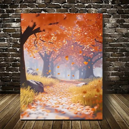 Vibrant Maple Forest Scene with Autumnal Foliage 40x60cm Metal Print Ready to Hang