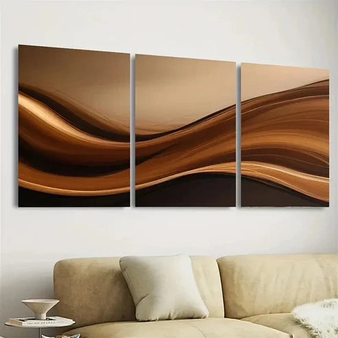 3pcs Minimalist Elegance Abstract Waves Wall Art Set Canvas Unframed - High Quality Print 100% Australian Made Wall Canvas - Bella Home Decor