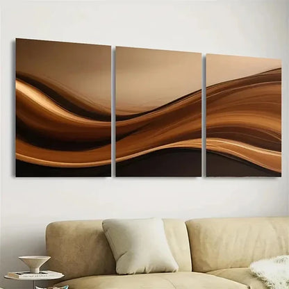 3pcs Minimalist Elegance Abstract Waves Wall Art Set Canvas Unframed - High Quality Print 100% Australian Made Wall Canvas - Bella Home Decor