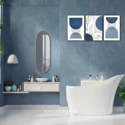 3pcs Navy Blue Abstract Geometric Wall Art Set – Framed Canvas, 40×60 cm – High Quality Print, 100% Australian Made, Ready to Hang