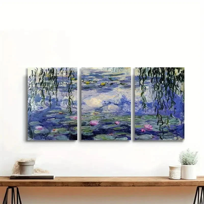 3pcs Claude Monet Water Lilies Metal Print Ready to Hang Art