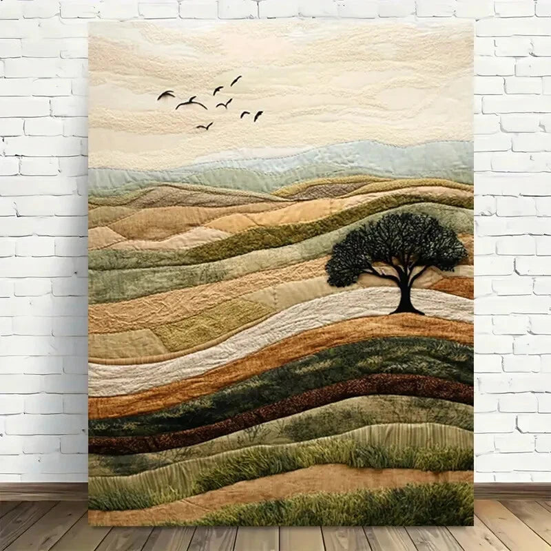 Beautiful Nature's Serenity Quilted Landscape 40x60cm Metal Print Ready to Hang - Bella Home Decor