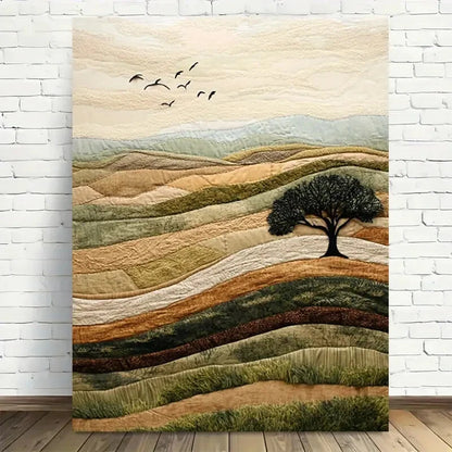 Beautiful Nature's Serenity Quilted Landscape 40x60cm Metal Print Ready to Hang - Bella Home Decor