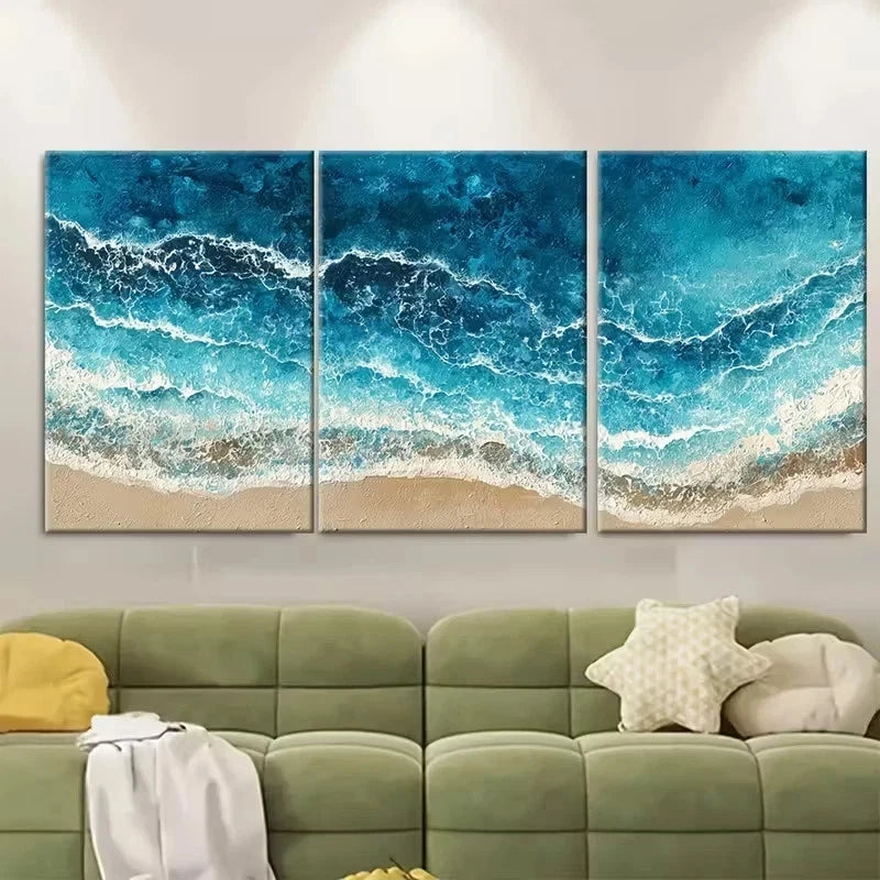 3pcs Abstract Beach Picture & Print Wall Art Canvas Framed 50x70cm - High Quality Print 100% Australian Made Wall Canvas Ready to Hang - Bella Home Decor