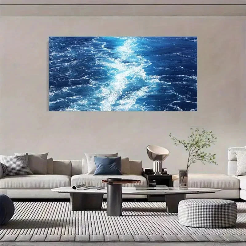 Modern Ocean Waves Wall Art Canvas Office Home Room Framed 120x60cm