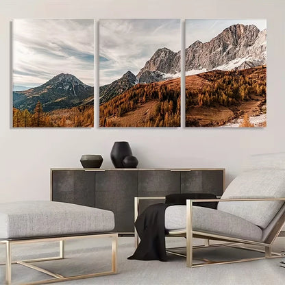 3pcs Autumn Mountain Large Forest Scene  Wall Art Set Canvas Framed 60x90cm - High Quality Print 100% Australian Made Wall Canvas Ready to Hang - Bella Home Decor