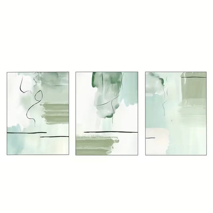 3pcs Green Abstract Minimalist Nordic Gallery  Wall Art Set Canvas Framed 40x60cm - High Quality Print 100% Australian Made Wall Canvas Ready to Hang