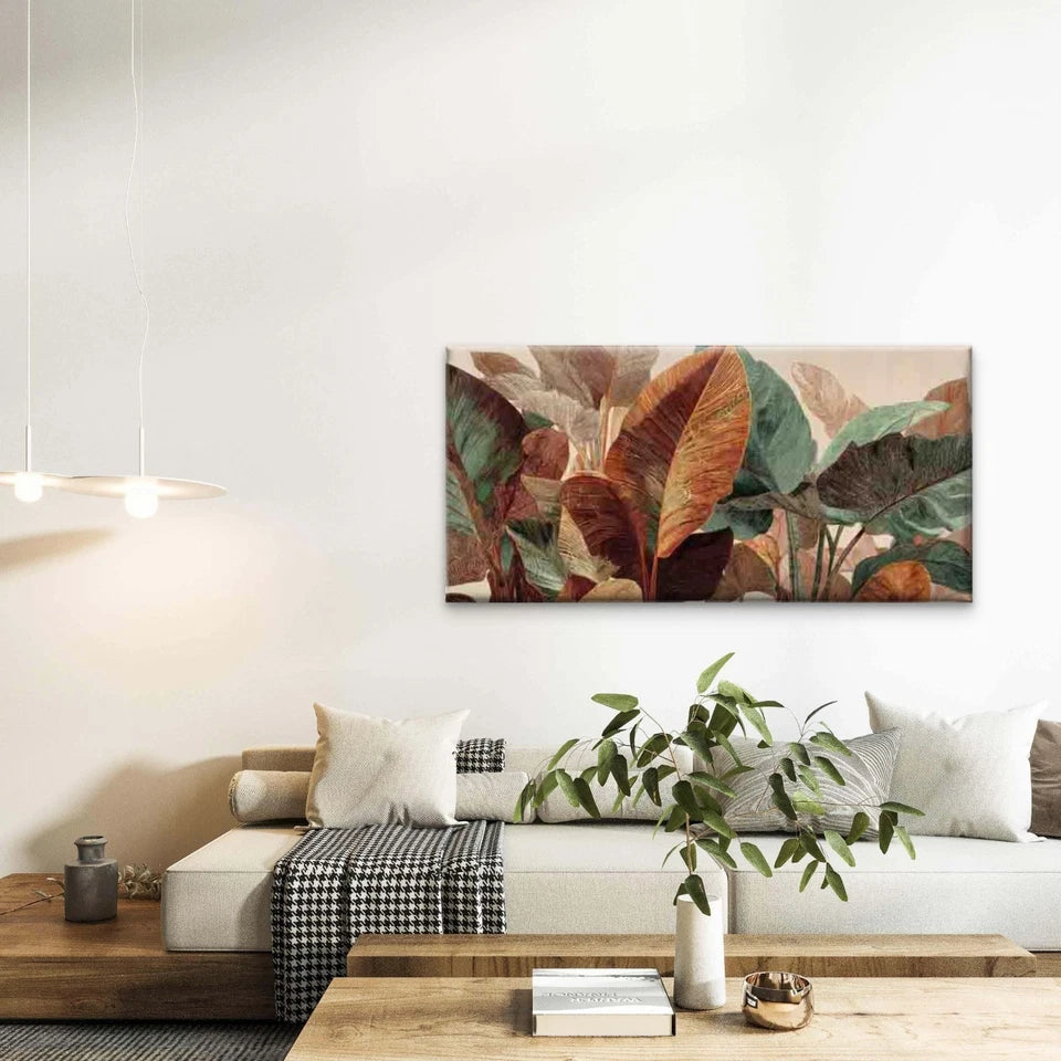 Tropical Theme, Dreamy Leaf Wall Art Canvas Office Home Room Framed 120x60cm - Bella Home Decor