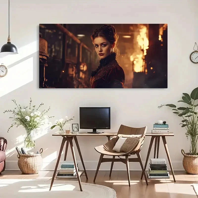Victorian Woman Atmosphere Wall Art Canvas Office Home Room Framed 120x60cm - Bella Home Decor