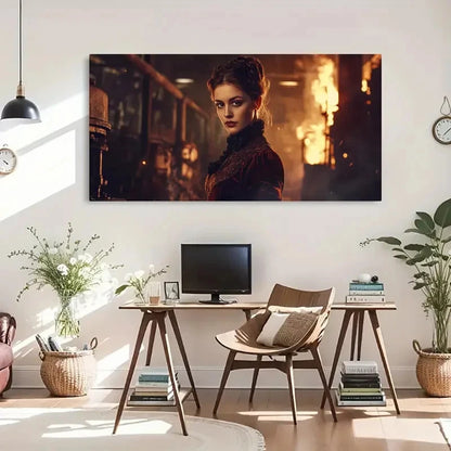 Victorian Woman Atmosphere Wall Art Canvas Office Home Room Framed 120x60cm - Bella Home Decor