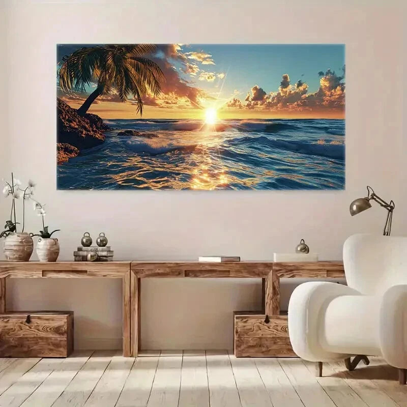 Sunshine Sea View  wall canvas office home room framed 120x60cm - Bella Home Decor