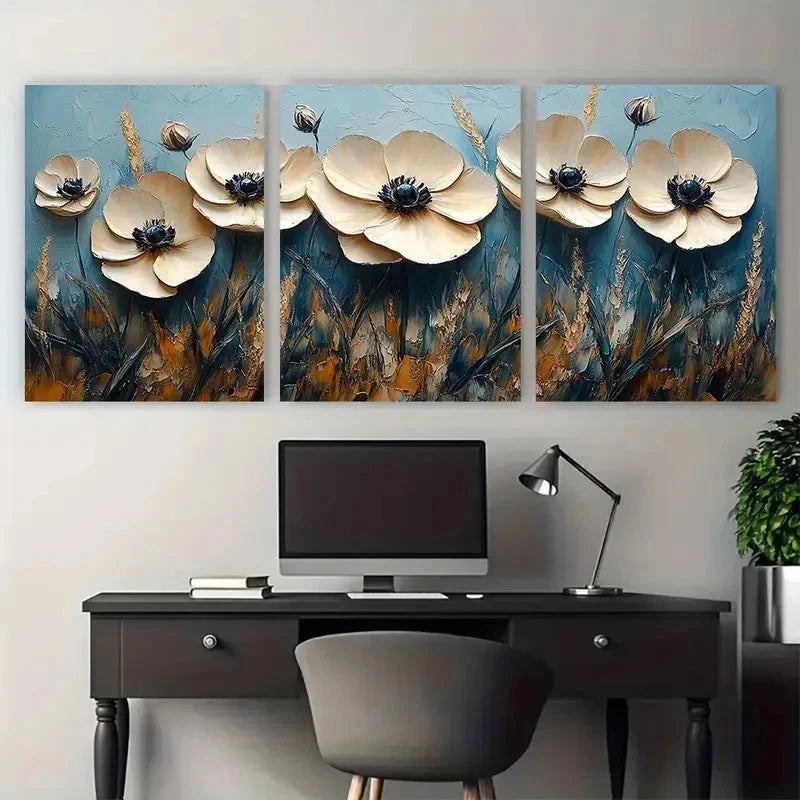 3pcs Abstract Trendy Impasto White Perfect Wall Art Set Canvas Framed 50x70cm - High Quality Print 100% Australian Made Wall Canvas Ready to Hang - Bella Home Decor
