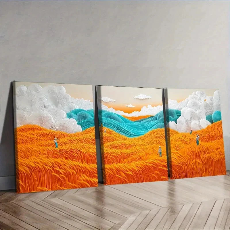 3pcs Depicting a Harvest Scene Wall Art Set Canvas Framed 60x90cm - High Quality Print 100% Australian Made Wall Canvas Ready to Hang - Bella Home Decor