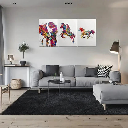 3pcs Colorful Horse and Rider Metal Print Ready to Hang Art - Bella Home Decor