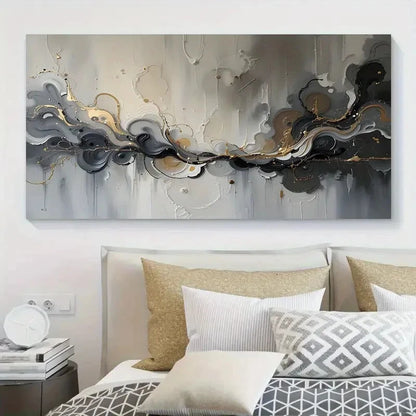 Modern Black White Gray Golden Wall Art Canvas Office Home Room Framed 120x60cm