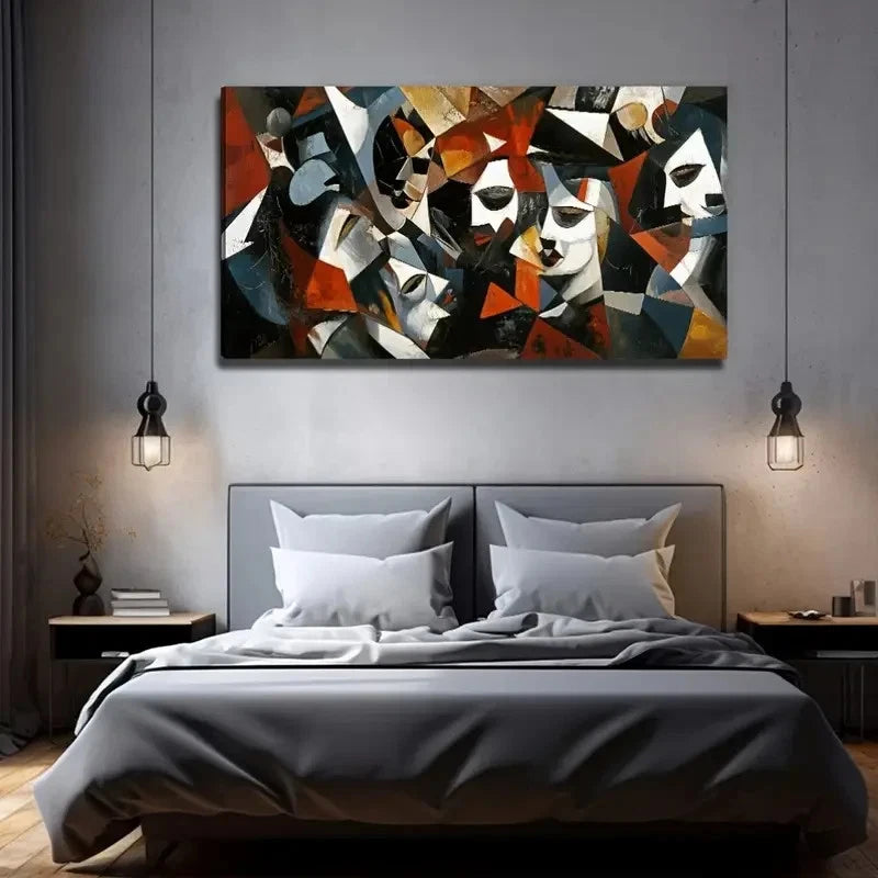 Abstract Human Face Suitable Wall Art Canvas Office Home Room Framed 120x60cm