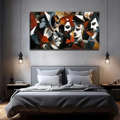 Abstract Human Face Suitable Wall Art Canvas Office Home Room Framed 120x60cm
