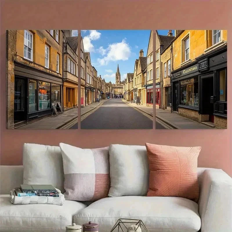 3pcs Cheltenham Cotswold's Architecture Perfect Wall Art Canvas Framed 60x90cm - Bella Home Decor