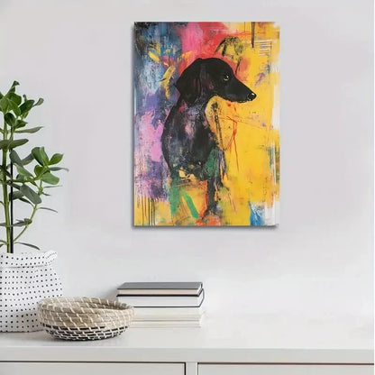 Beautiful Abstract Art a Dachshund Painting 40x60cm Metal Print Ready to Hang - Bella Home Decor