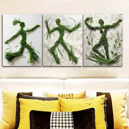 3 PCS Dancing In The Shape Greenery Wall Art Set Canvas Unframed - High Quality Print 100% Australian Made Wall Canvas - Bella Home Decor