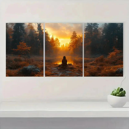 3pcs Fall Forest Landscape Photography FFP   Wall Art Set Canvas Framed 60x90cm - High Quality Print 100% Australian Made Wall Canvas Ready to Hang