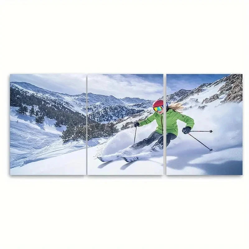 3pcs Andorra Arcalis Skiing Landscape FG   Wall Art Set Canvas Framed 40x60cm - High Quality Print 100% Australian Made Wall Canvas Ready to Hang - Bella Home Decor
