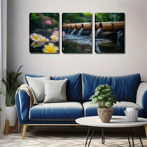3pcs Quiet Natural Scene Elegant Style Wall Art Canvas Unframed - High Quality Print 100% Australian Made Wall Canvas