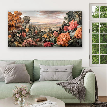 Vintage Botanical Landscape & Floral Garden Wall Art Canvas Office Home Framed 120x60
