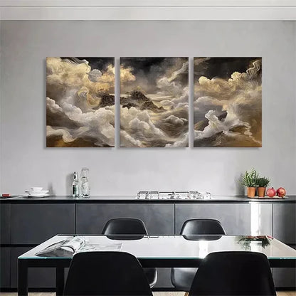 3pcs Celestial Clouds and Majestic Mount Wall Art Canvas Unframed - High Quality Print 100% Australian Made Wall Canvas - Bella Home Decor
