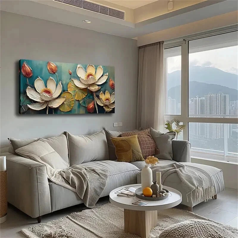 Lotus Flowers Have Blooming Wall Art Canvas Office Home Room Framed 120x60cm - Bella Home Decor