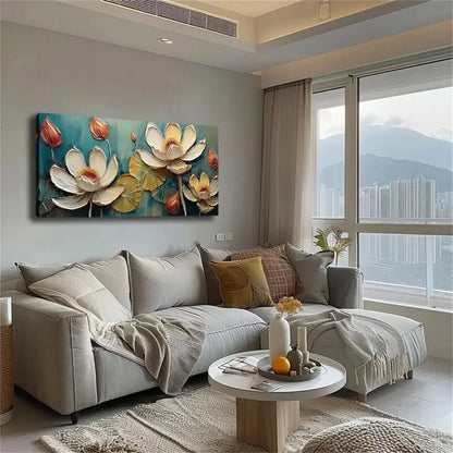 Lotus Flowers Have Blooming Wall Art Canvas Office Home Room Framed 120x60cm - Bella Home Decor