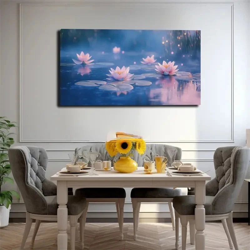 Pink White for Lotus Floating Wall Art canvas office home room framed 120x60cm - Bella Home Decor