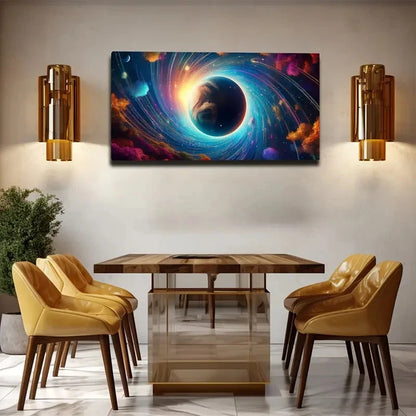 Vibrant Cosmic Landscape Wall Art Canvas Office Home Room Framed 120x60cm