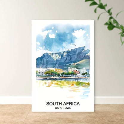 South Africa Cape Town Mountain & Atlantic Travel Poster Print Wall Art