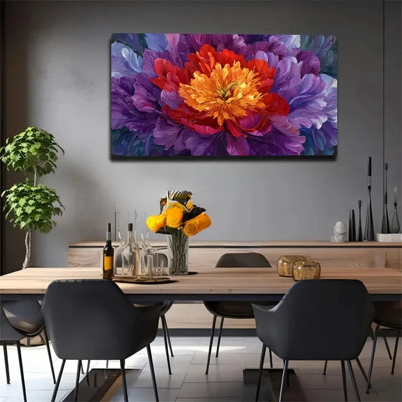 Modern Vintage Large Flower Wall Art Canvas Office Home Room Framed 120x60cm