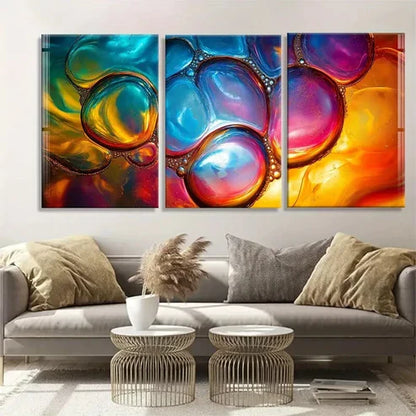 3pcs Bubbles with Bright Gradient Hues Perfect Wall Art Canvas Unframed - High Quality Print 100% Australian Made Wall Canvas - Bella Home Decor