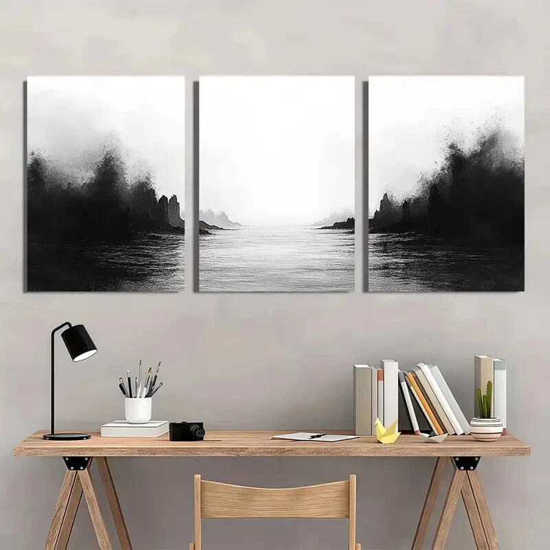 3pcs Mystic Coast Abstract Serene Beach Landscape Metal Print Ready to Hang Art - Bella Home Decor
