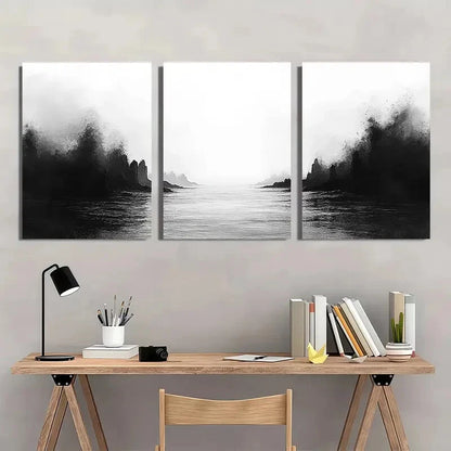3pcs Mystic Coast Abstract Serene Beach Landscape Metal Print Ready to Hang Art - Bella Home Decor