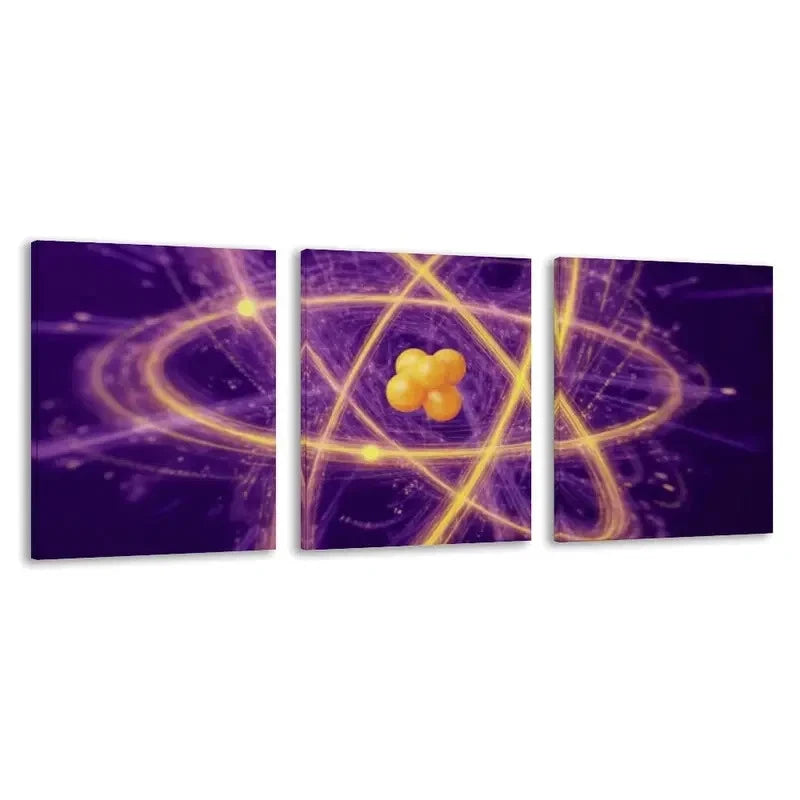 3pcs Quantum Physics And The Atomic World   Wall Art Set Canvas Framed 60x90cm - High Quality Print 100% Australian Made Wall Canvas Ready to Hang