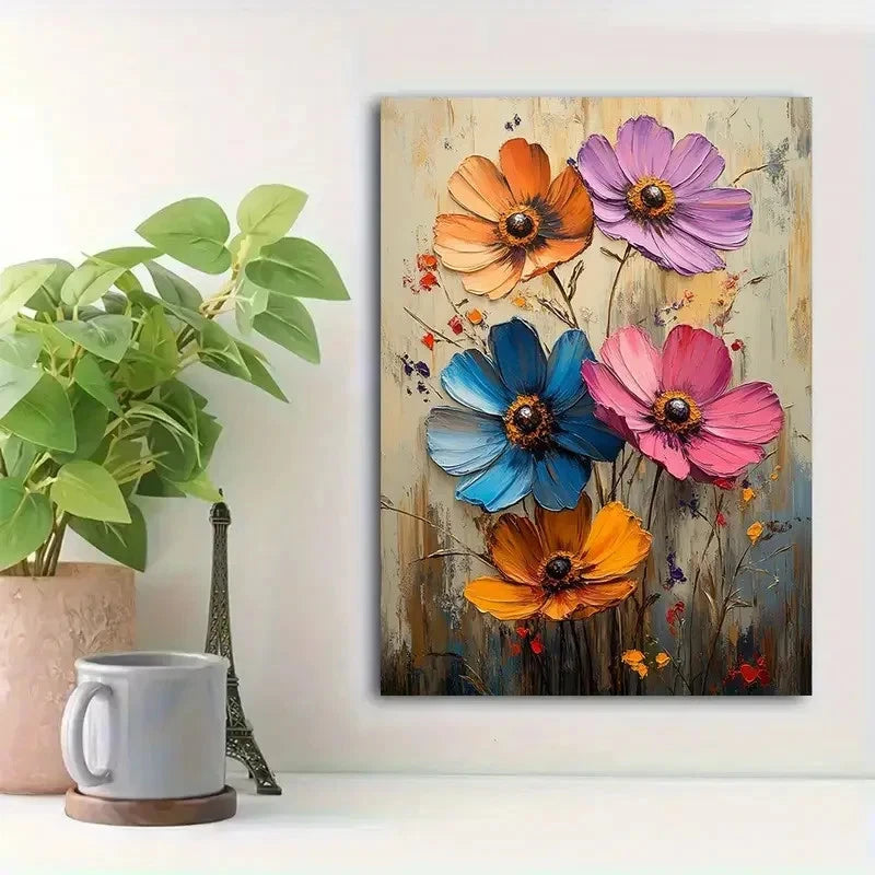 Beautiful Vibrant Flower Oil Painting 40x60cm Metal Print Ready to Hang