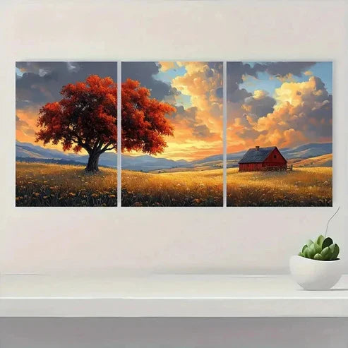 3pcs American Cartland Landscape Perfect Wall Art Set Canvas Unframed - High Quality Print 100% Australian Made Wall Canvas - Bella Home Decor