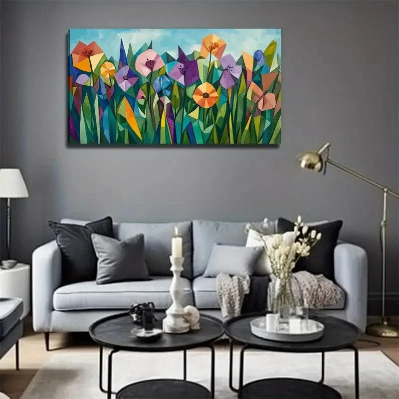 Vibrant Floral Colorful Wall Art Canvas Office Home Room Framed 120x60cm