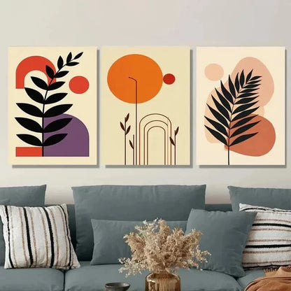 3pcs Modern Abstract Boho Style Botanical Wall Art Set Canvas Unframed - High Quality Print 100% Australian Made Wall Canvas