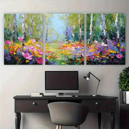 3pcs Impressionist Landscape Impasto Perfect Wall Art Set Canvas Framed 50x70cm - High Quality Print 100% Australian Made Wall Canvas Ready to Hang