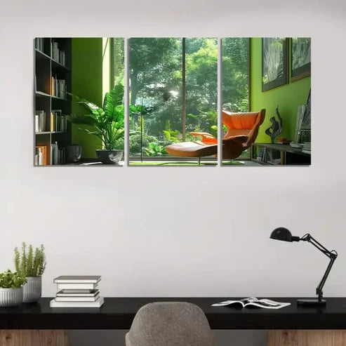 3pcs Modern Vibrant Green-Themed Wall Art Set Canvas Unframed - High Quality Print 100% Australian Made Wall Canvas