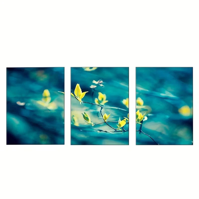 3pcs Vibrant Yellow Flower Decor Wall Art Set Canvas Framed 50x70cm - High Quality Print 100% Australian Made Wall Canvas Ready to Hang