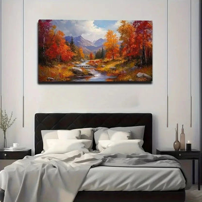 Red Maple Forest Creation Wall Art Canvas Office Home Room Framed 120x60cm