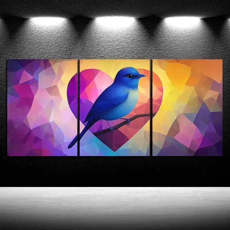 3pcs Charming Love Birds Colourful Metal Print Ready to Hang Art - Bella Home Decor