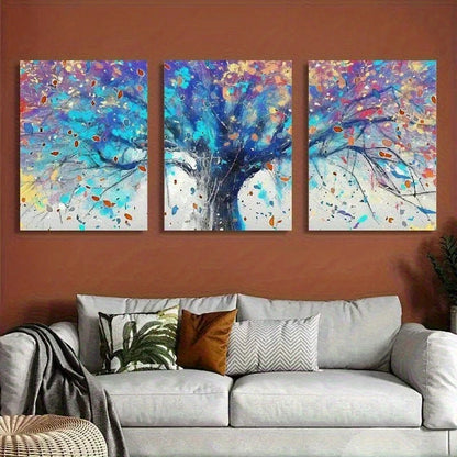 3pcs Colorful Abstract Tree Classic Style Metal Print Ready to Hang Art - Bella Home Decor