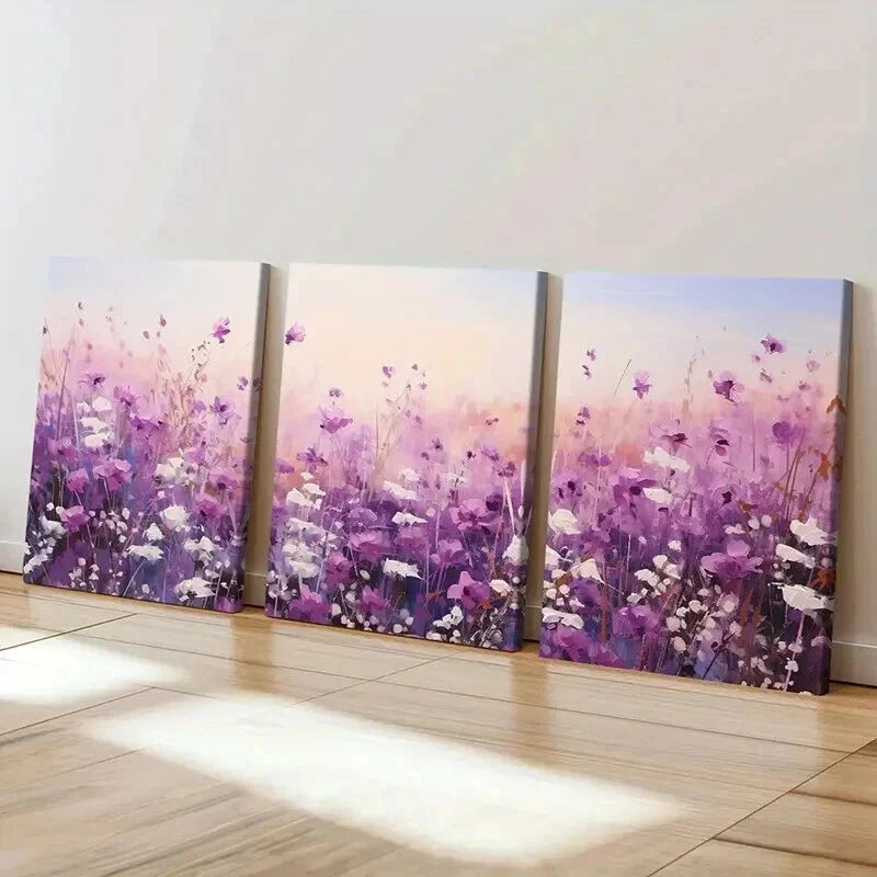 3pcs Colorful Wild Flowers Floral Wall Art Set Canvas Framed 40x60cm - High Quality Print 100% Australian Made Wall Canvas Ready to Hang - Bella Home Decor